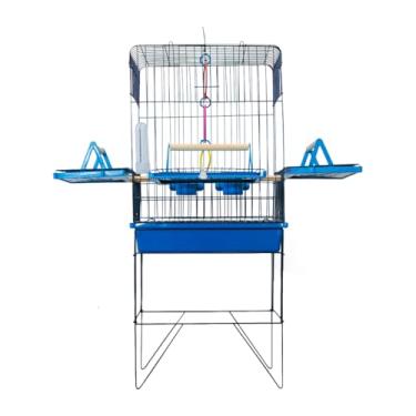Imagem de Gaiola para Papagaio, Viveiro Grande Gaiola Aberta para Calopsita Triplex para Calopsitas Ring Neck Ave Mansas Pássaros Livres Poleiro Madeira(VIVEIRO PEQUENO BLACK AZUL)