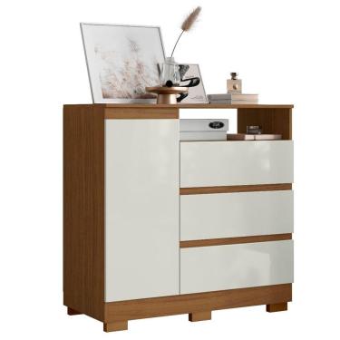 Imagem de Cômoda Sapateira 1 Porta 3 Gavetas Com Nicho Alana Atacama-off White