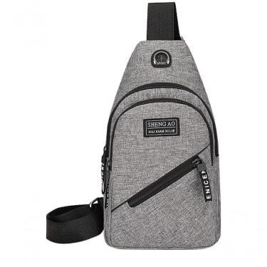 Imagem de Bolsa Mochila Impermeável Transversal Crossbody Pochete De Peito Portátil Alça única Ajustável Cinza