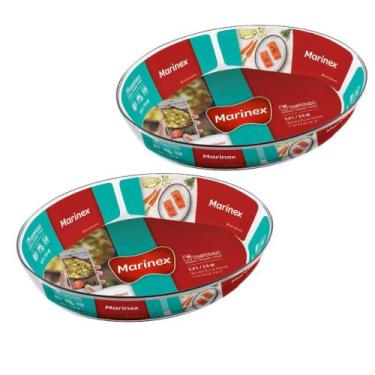 Imagem de 2 Travessas Vidro Oval  2,4L Assados e Doce Marinex Nadir - NADIR FIGU