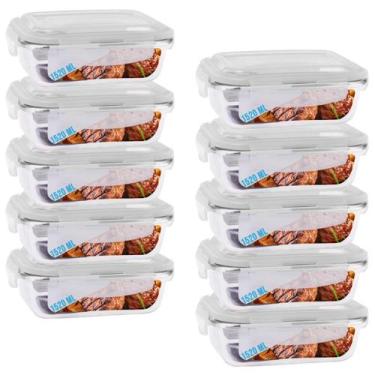 Imagem de Jogo 10 Pote Vidro Hermético Marmita Tampa 4 Travas 1520ml - QUALITY H