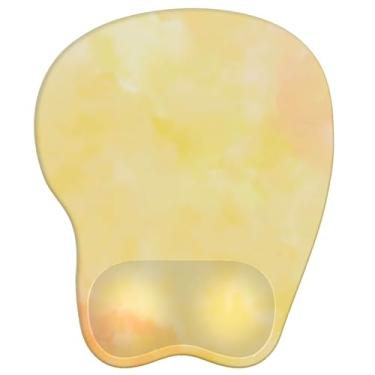 Imagem de Mouse pad com descanso de pulso mouse pad ergonômico com suporte de pulso confortável em forma de M para alívio da dor Base de PU antiderrapante para laptop, escritório e casa (amarelo limão)