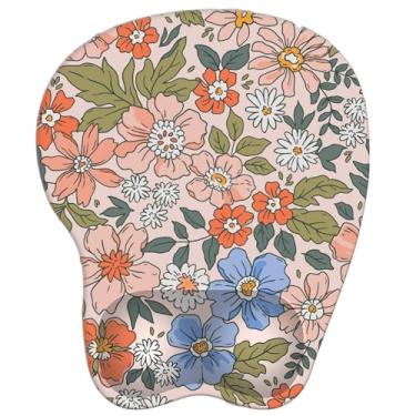 Imagem de Mouse pad de suporte de pulso antiderrapante de borracha para descanso de pulso mousepad 23 x 20 cm pequeno desktop notebook mouse pad para trabalho e jogos (M-rosa floral)