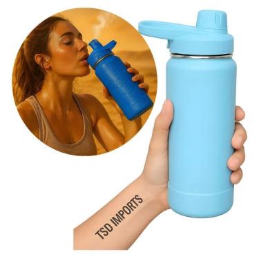 Imagem de Garrafa Térmica Squeeze De Academia Inox 1Litro Á Azul-Celes