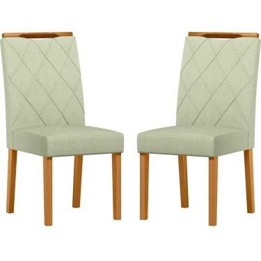 Imagem de Conjunto Com 2 Cadeiras De Jantar Estofada Sarah Ypê Linho Palha Ln04