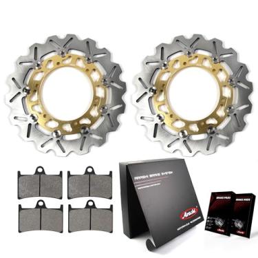 Imagem de Discos e pastilhas de freio dianteiro Arashi para Yamaha XP T-MAX 500 2008-2011, acessórios de substituição de motocicleta dourado