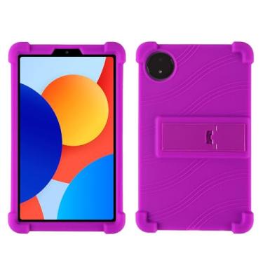 Imagem de QYiiD Capa para Xiaomi Redmi Pad SE 8.7, capa protetora dobrável de silicone leve para crianças com suporte dobrável para Redmi Pad SE 22.1 cm 4G 2024, roxo