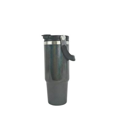 Imagem de Copo Térmico com Canudo Tampa e Alça 900ml, Cops Garrafas Termico para viagem vácuo dupla camada aço inoxidável, Caneca Termica Cafe Água Chá,Presente, Fitness Barganha Mix (p2000Preto)