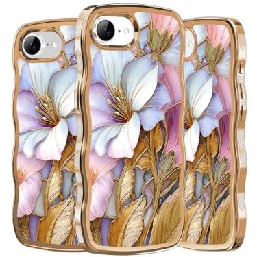 Imagem de PIXIU Capa para iPhone 16E antiarranhões com protetor de lente de câmera [compatível com MagSafe], [proteção contra quedas de grau militar] linda onda 3D moderna design floral capa de telefone para