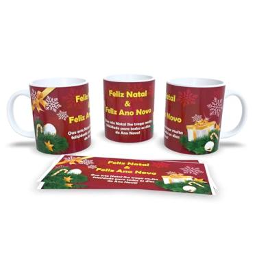 Imagem de Caneca de Natal com Desenho de Inverno, Porcelana Branca, Estampa Festiva com Papai Noel e Animais, Tema Natalino (3)