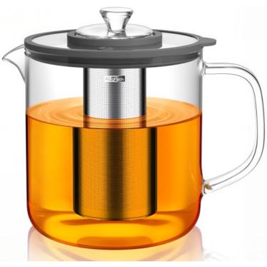 Imagem de Aquach Bule de chá de vidro de 1,927 g com infusor – Seguro para fogão e lava-louças, chaleira de vidro borossilicato sem plástico para folhas soltas e chá gelado