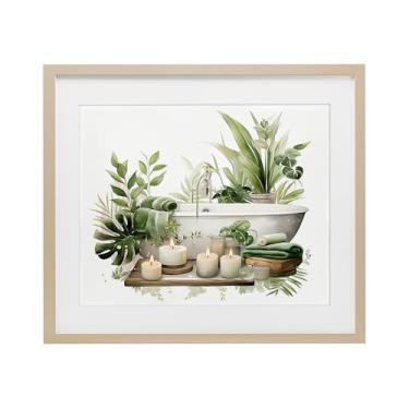 Imagem de Stupell Industries Impressão emoldurada de bétula para banheira Zen tropical sob vidro, design por Lettered and Lined, 43 x 53 cm