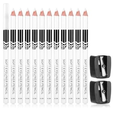 Imagem de LXUEJIE 12 lápis de barbeiro com 2 apontadores de lápis brancos mágicos para alinhamento, modelagem de barba, guia de barba, giz de barbeiro para barba, design de maquiagem de cabelo para homens