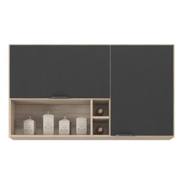 Imagem de Armário Aéreo Firenze 120cm 2 Portas Com Nichos Avena Grafito - Demóbile Avena Grafito