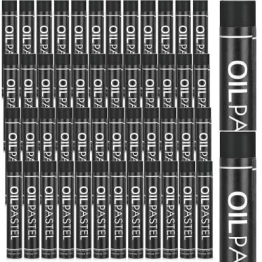 Imagem de Nezyo 48 peças de pastéis macios a óleo a granel, giz de cera de cor única, pastéis cremosos, conjunto de refil para artistas, iniciantes, pintura, desenho, mistura de graffiti (preto)