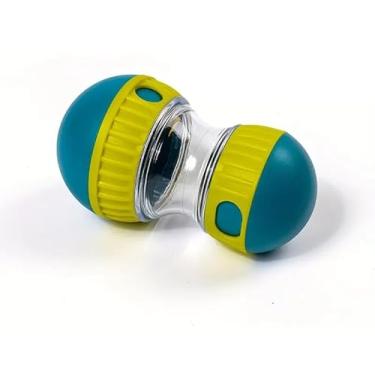 Imagem de Bola distribuidora de guloseimas interativa para cães, brinquedo de distribuição de comida ajustável, alimentador lento para cães e gatos, verde e amarelo