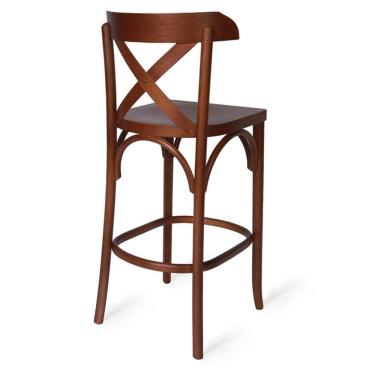 Imagem de Banqueta d e Madeira Bistrô Curve X Verniz
