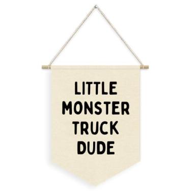 Imagem de Dilemat Decoração de sala de jogos meninos caminhão monstro cara, faixa de flâmula de linho, decoração de sala de jogos, bandeira para pendurar na parede, faixa para berçário, sala de jogos