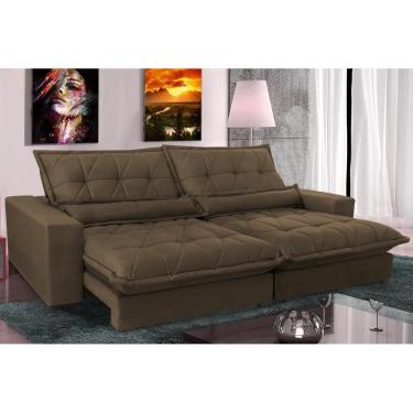 Imagem de Sofa Retrátil E Reclinável 3,12m Com Molas Ensacadas Cama Inbox Soft Tecido Suede Café