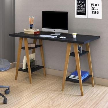 Imagem de Mesa Cavalete Mdf Madeira Pinus Home Office Minimalista