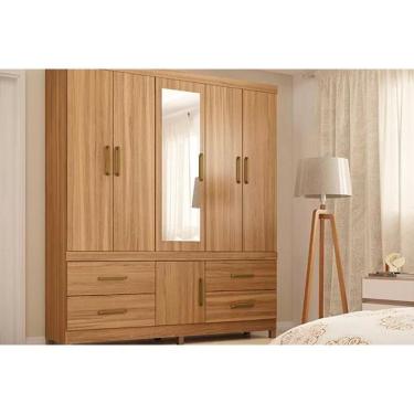 Imagem de Guarda Roupa 6 Portas  e 4 Gavetas c/ Espelho Guarujá  Amêndola - Demóbile