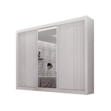 Imagem de Guarda-roupa Casal 100% Mdf 3 Portas 4 Gavetas Com 3 Espelhos Milano Leifer Móveis Branco