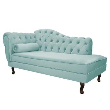 Imagem de Diva Recamier Diana 130Cm Lado Direito Suede - Amarena Móveis Cor Azul Tiffany