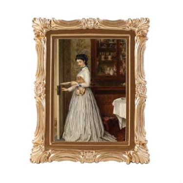 Imagem de VINLIFE Molduras vintage 6 x 8 cm ornamentadas douradas antigas mini porta-retratos exclusivas, decoração de parede de galeria, para mesa e parede, estilo vitoriano, design floral