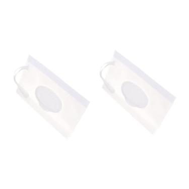 Imagem de 2 peças de estojo branco para lenços umedecidos mantém lenços úmidos, estojos portáteis para viagem em movimento, dispensador recarregável, recipiente impermeável com fraldas seladas