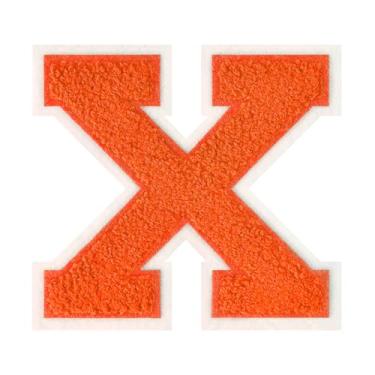 Imagem de 1 peça de patch de letra de chenille laranja de 11,4 cm com borda branca – Remendos do alfabeto para roupas, jaquetas, mochilas, chapéus para decoração personalizada, nome personalizado e artesanato