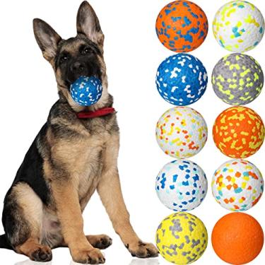 Imagem de Lenwen 10 peças de bola de brinquedo para cães mastigadores agressivos bola interativa para cães para tédio e estimulação bola flutuante flutuante bola de borracha para treinamento de filhotes grandes, médios e pequenos (6,3 cm)