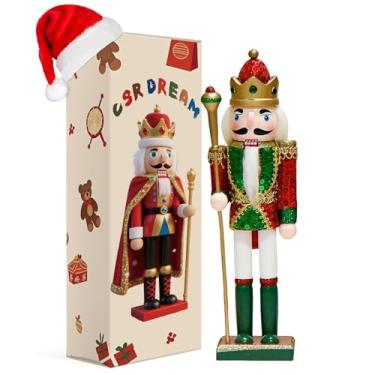 Imagem de Enfeites de quebra-nozes de madeira de 29 cm (decorações de Natal, bonecos de quebra-nozes) (presente colecionável festivo) para mesa, mesa, lareira e decoração de Natal de Ação de Graças, King1