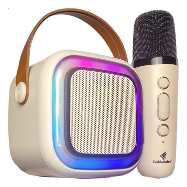 Imagem de Caixa De Som Karaokê Bluetooth Com 2 Microfones Sem Fio Led
