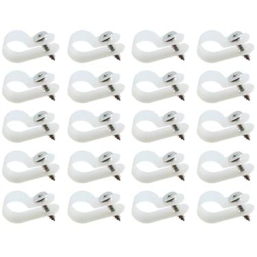 Imagem de Lamvbls 60 peças de grampo tipo R de 1/2 polegada clipe de montagem estilo P com parafusos para gerenciamento de fios, clipe de cabo de nylon branco
