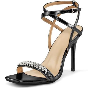 Imagem de Reimferce Saltos de tiras elegantes para mulheres: sandálias stiletto femininas confortáveis para festa de formatura - Salto de casamento nupcial 2025, Preto, 40