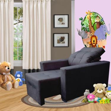 Imagem de Poltrona De Amamentação E Decoração Quarto Sala Reclinável Leticia Preto