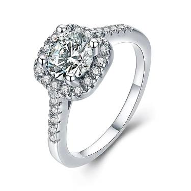 Imagem de Anéis de noivado feminino com cristal solitário e anel de zircônia cúbica UFOORO CZ