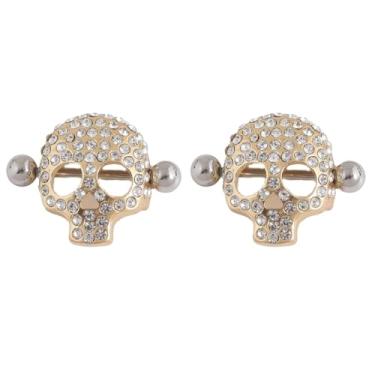 Imagem de Niaspi Anéis de mamilo de caveira 14G para mulheres, aço inoxidável, strass, esqueleto, mamilos, piercing de mamilo, halteres, punk, gótico, piercing corporal, 14g, Aço inoxidável Strass, Sem Pedra