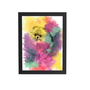 Imagem de Quadro Cachorro Lulu Da Pomerânia Aquarela Moldura 20X30Cm - Plimshop