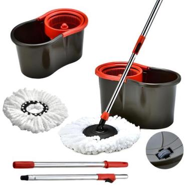 Imagem de Mop Giratório Powermaid Limpeza 360 com Rodinha e Esfregão Microfibra,