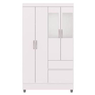 Imagem de Guarda-roupa Solteiro 4 Portas 2 Gavetas Com Espelho Ideval Branco-camarim