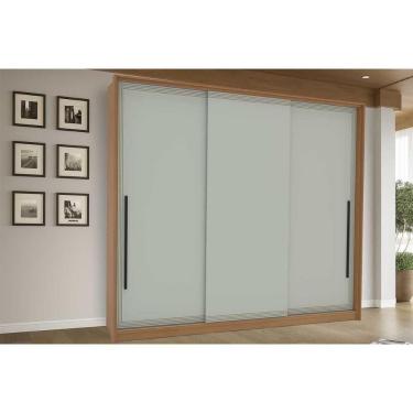 Imagem de Guarda Roupa Casal 3 Portas De Correr E 4 Gavetas Valência Freijo/verde - Politorno