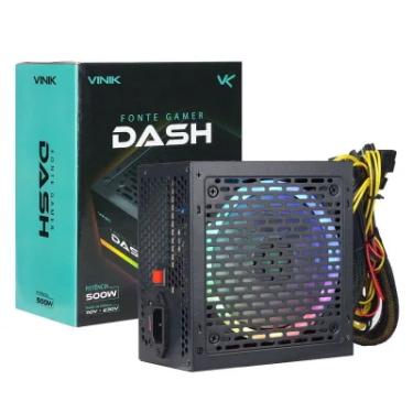 Imagem de Fonte Vinik Gamer Dash, 500W, 110-230V, LED RGB, Preto - VFG500WPR