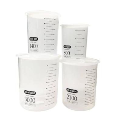 Imagem de Kit 4 Potes Herméticos Plástico Multiuso, Livre de BPA, Translúcido, Empilháveis, 88ml a 3000ml, para Armazenamento de Alimentos