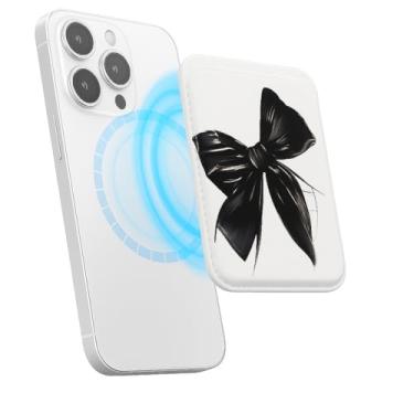 Imagem de Suporte magnético para iPhone, carteira fina de couro PU, capa para cartão, capa traseira para cartão, acessório de telefone fofo