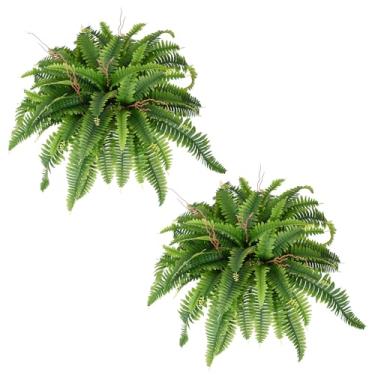 Imagem de Keeplush Planta artificial de samambaia Boston de 107 cm, 2 samambaias falsas para uso ao ar livre, plantas artificiais realistas com 86 folhas para jardim, varanda, pátio, casa, escritório, sala de
