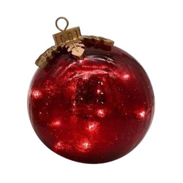 Imagem de Badiman Bola de Natal Decorativa, Enfeite de Mesa com LED, Decoração de Natal para Árvore de Natal, Guirlanda para Janela, Vermelho