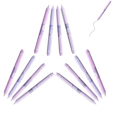 Imagem de GZBABY Caneta de gel de ponta fina, 12 peças, caneta esferográfica retrátil, canetas de tinta preta de secagem rápida, 0,5 mm, barril integrado (roxa)