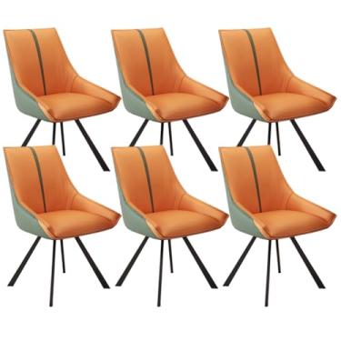 Imagem de SPXMQSS Cadeiras de mesa de jantar, cadeiras de jantar giratórias com apoios de braços e pernas de metal, cadeira estofada de sala de estar com encosto para sala de estar, recepção, restaurante