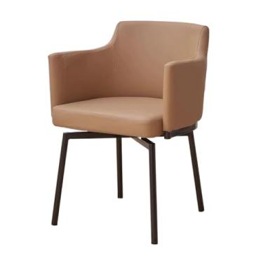 Imagem de SPXMQSS Cadeiras de sala de jantar, cadeiras de cozinha estofadas com encosto e pernas de metal, cadeiras de jantar giratórias de couro com apoios de braços para casa, escritório, sala de estar e